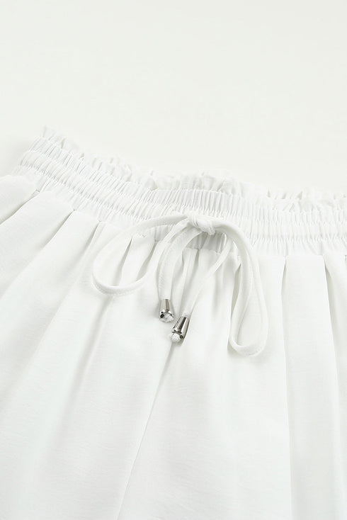 Solid Color Drawstring Smocked Waist Joggers